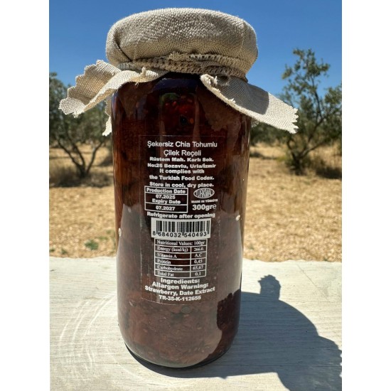 Şekersiz Chia Tohumlu Çilek Reçeli 300 gr